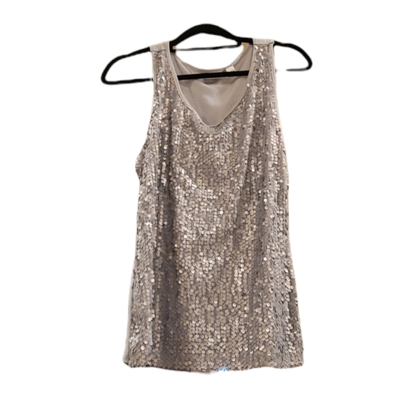 Cato Tops - CATO sequined gray sleeveless tank top. Plain gray on the back. Size Lar…